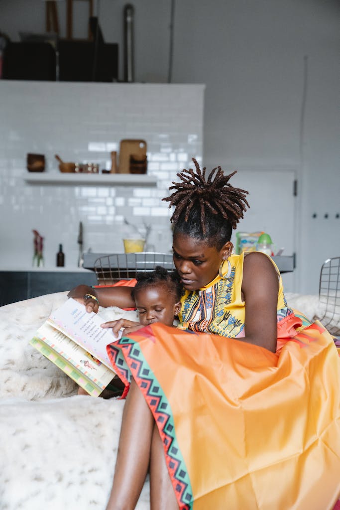 Mom and Daughter Reading a Book